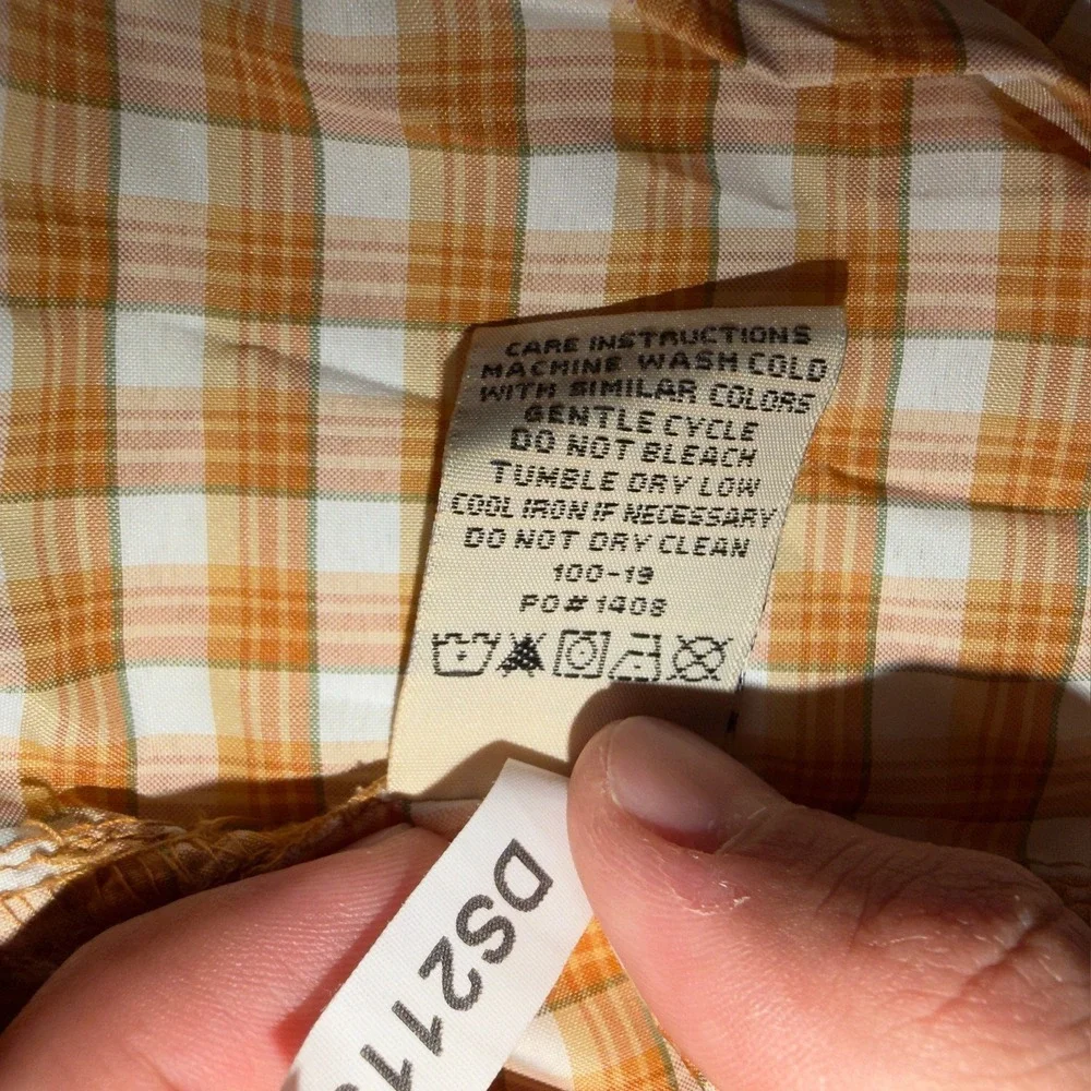 Drake Clothing Company Mens XL Orange Plaid Short Sleeve Vented Fishing Shirt